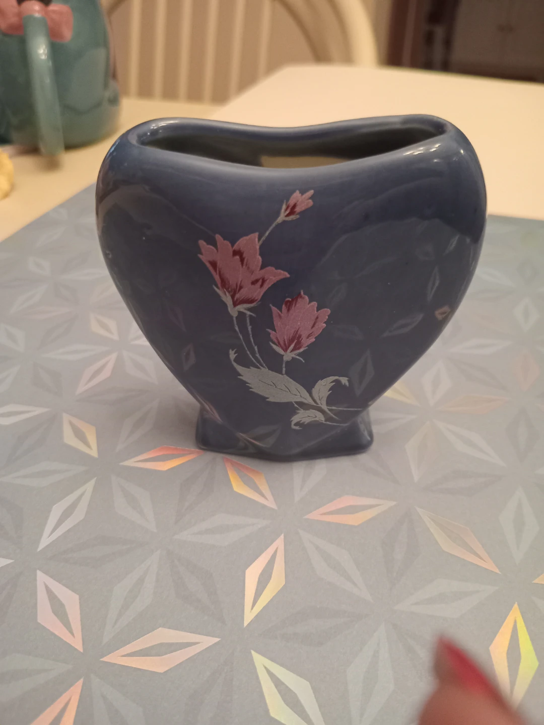 Blue Heart-Shaped Vase