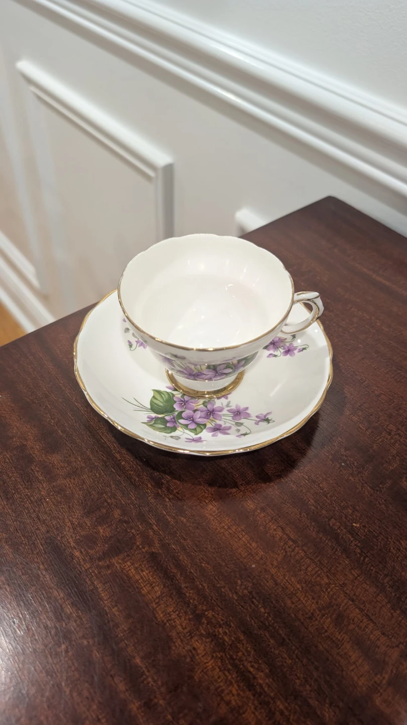Rosina Bone China Teacup and Saucer Set - Violet Pattern - photo 2