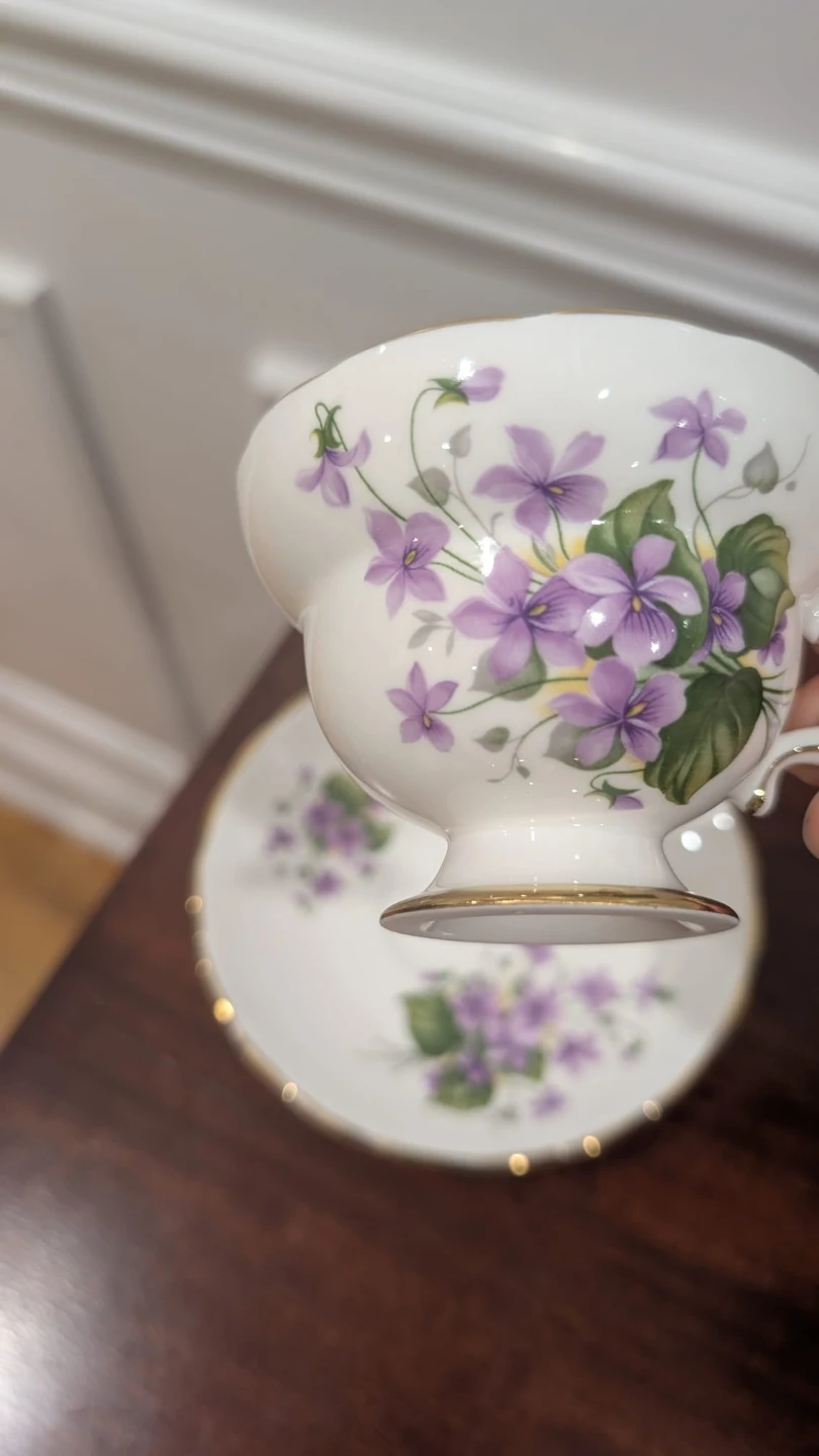 Rosina Bone China Teacup and Saucer Set - Violet Pattern - photo 4