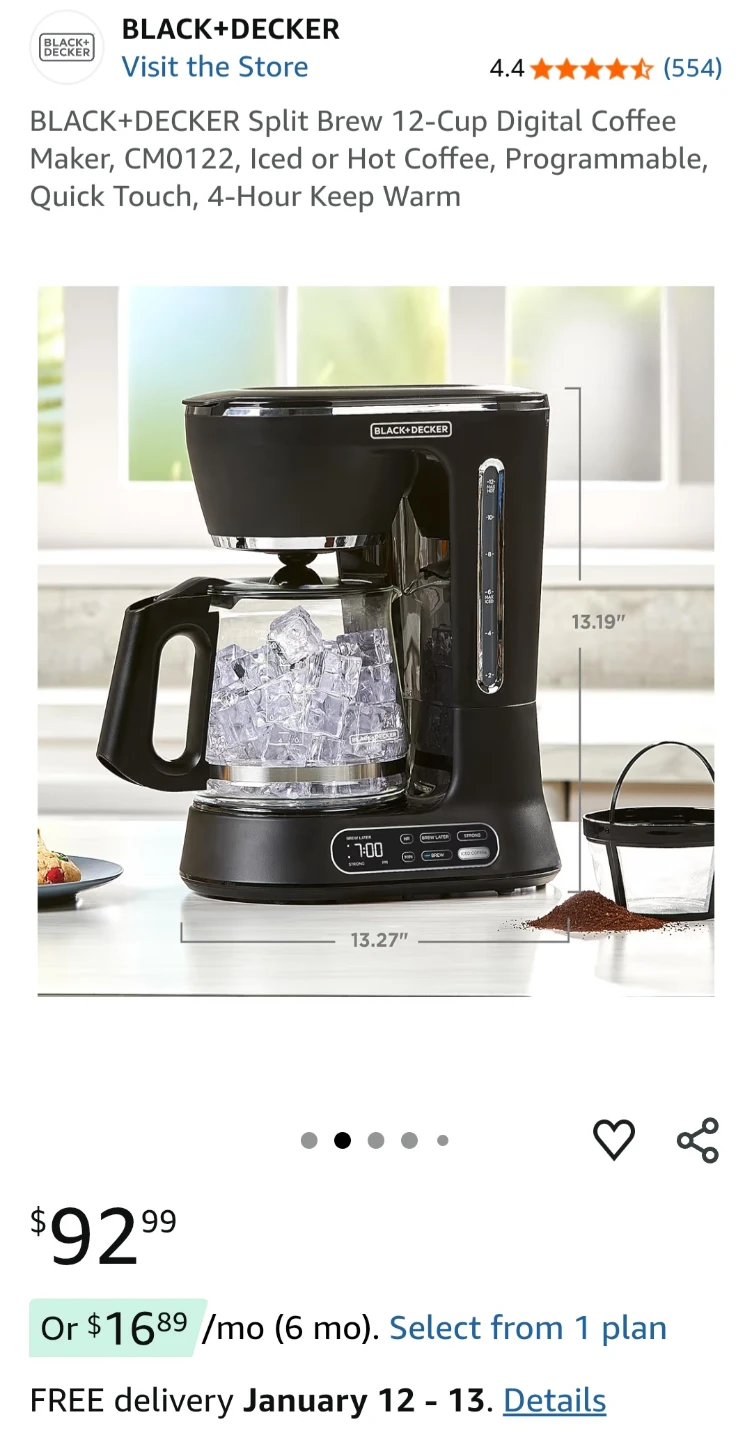 BLACK+DECKER Ice/Hot 12-Cup Digital Coffee Maker - NEW