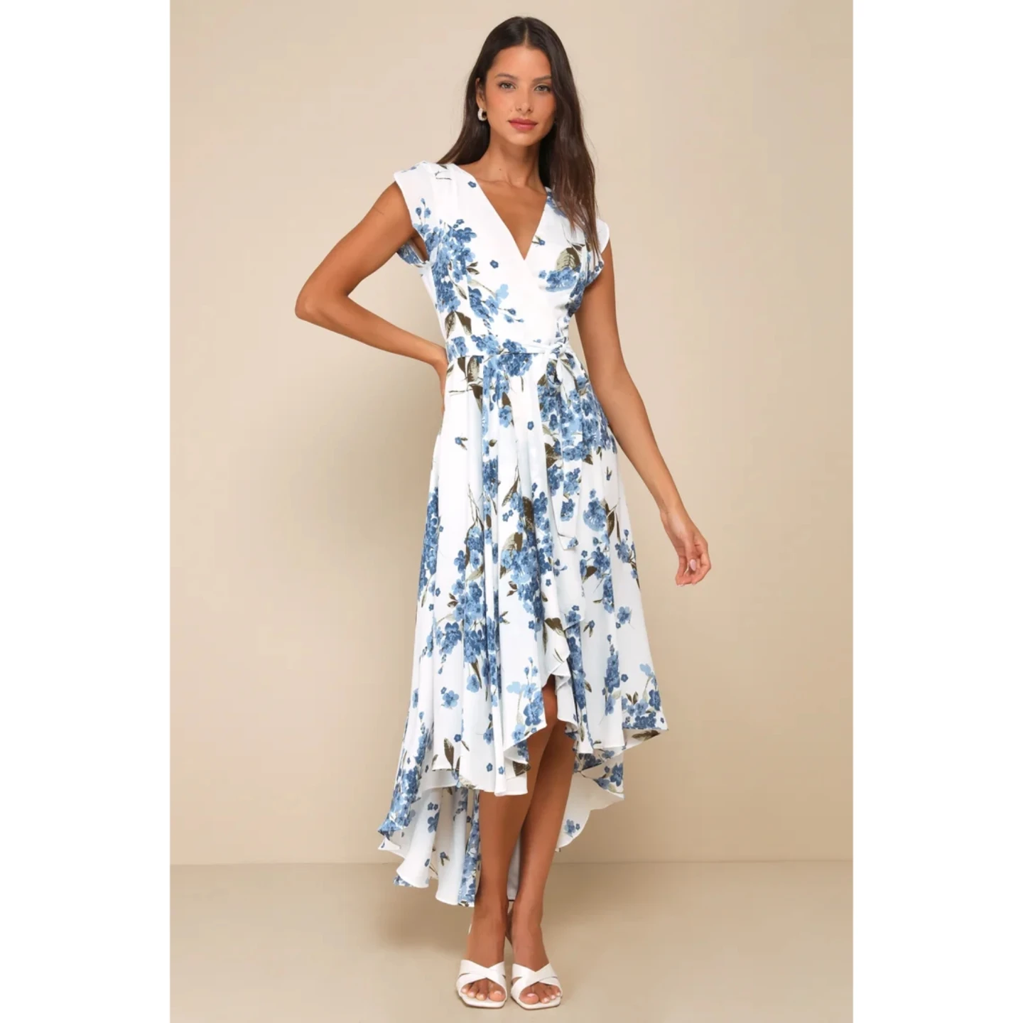 Lulus French Countryside White Floral Print High-Low Dress - photo 3
