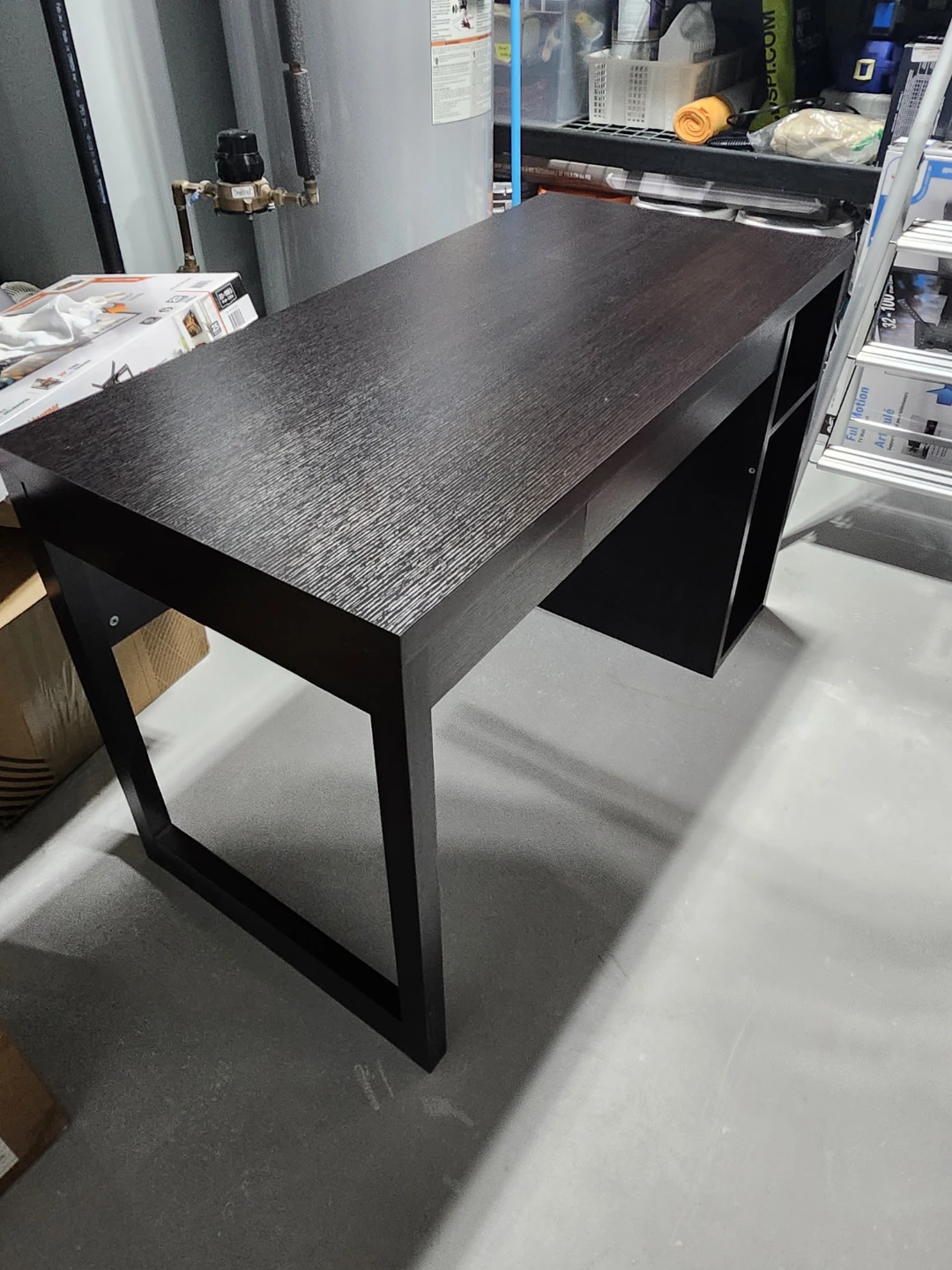 Dark Brown Desk with Drawer & Shelves - photo 4