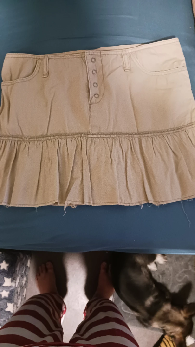 American Eagle Outfitters Tan Ruffle Denim Skirt - Size 12