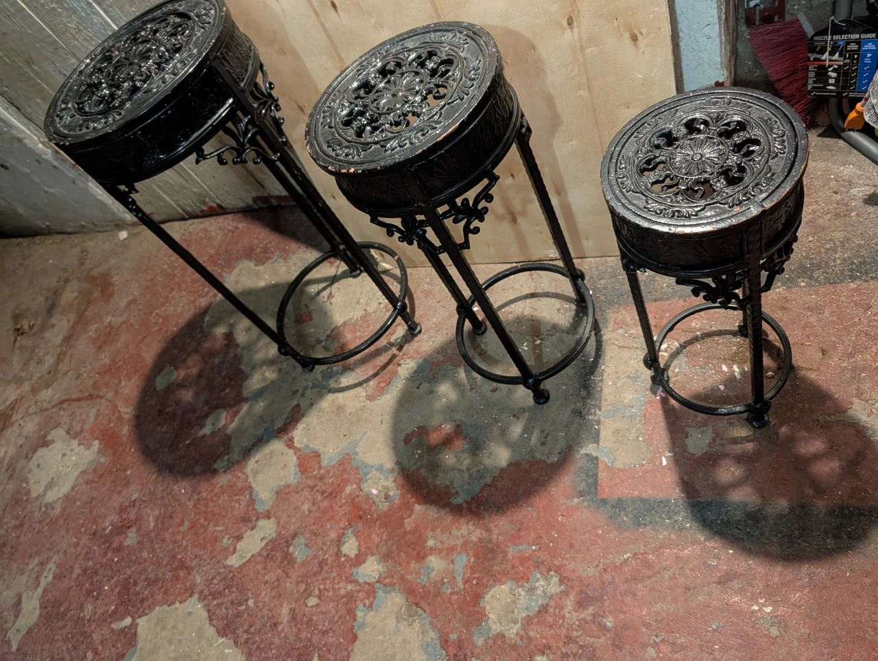 Set of 3 Black Ornate Metal Plant Stands - photo 2