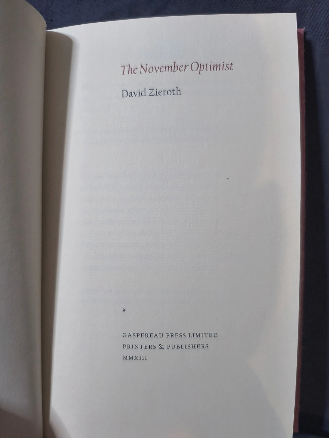 The November Optimist by David Zieroth - photo 4