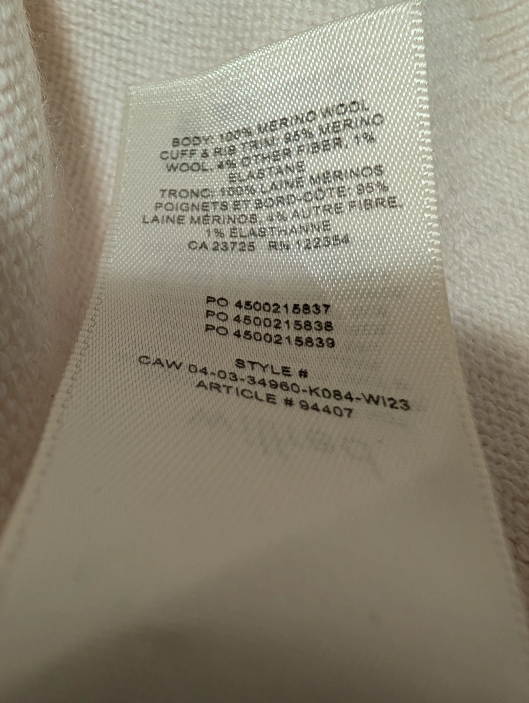 Wilfred 100%Merino Wool women's cream sweater Size XS - photo 4