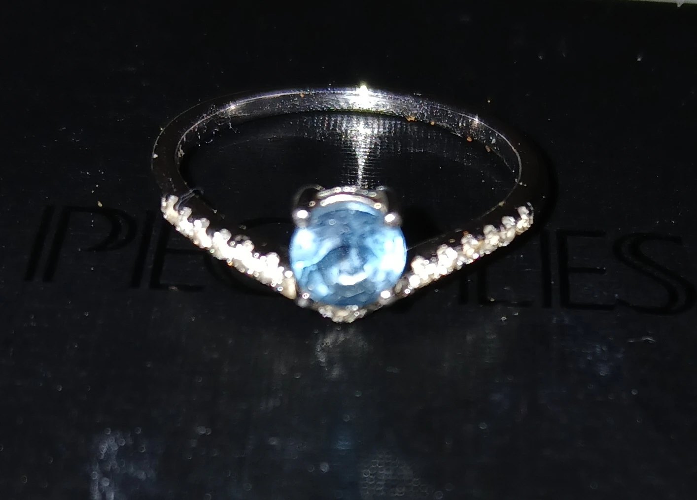 Blue Stone Ring with Accent Stones