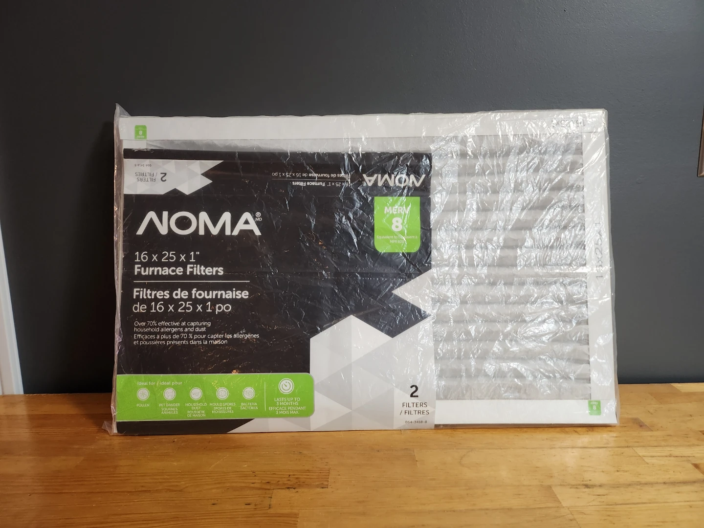 NOMA Furnace Air Filters - 2 Pack (16x25x1")