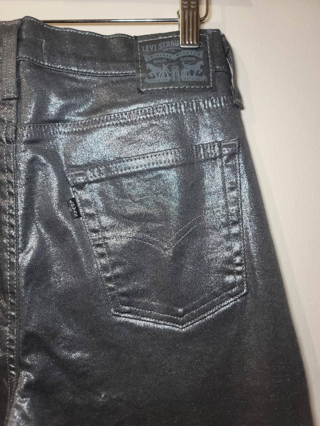 Levi's 724 High Rise Straight Jeans Metallic Black Size 31 - photo 4