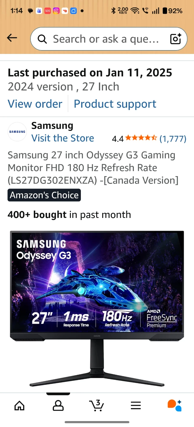 180HZ Samsung Odyssey G3 27 Inch Gaming Monitor - photo 2