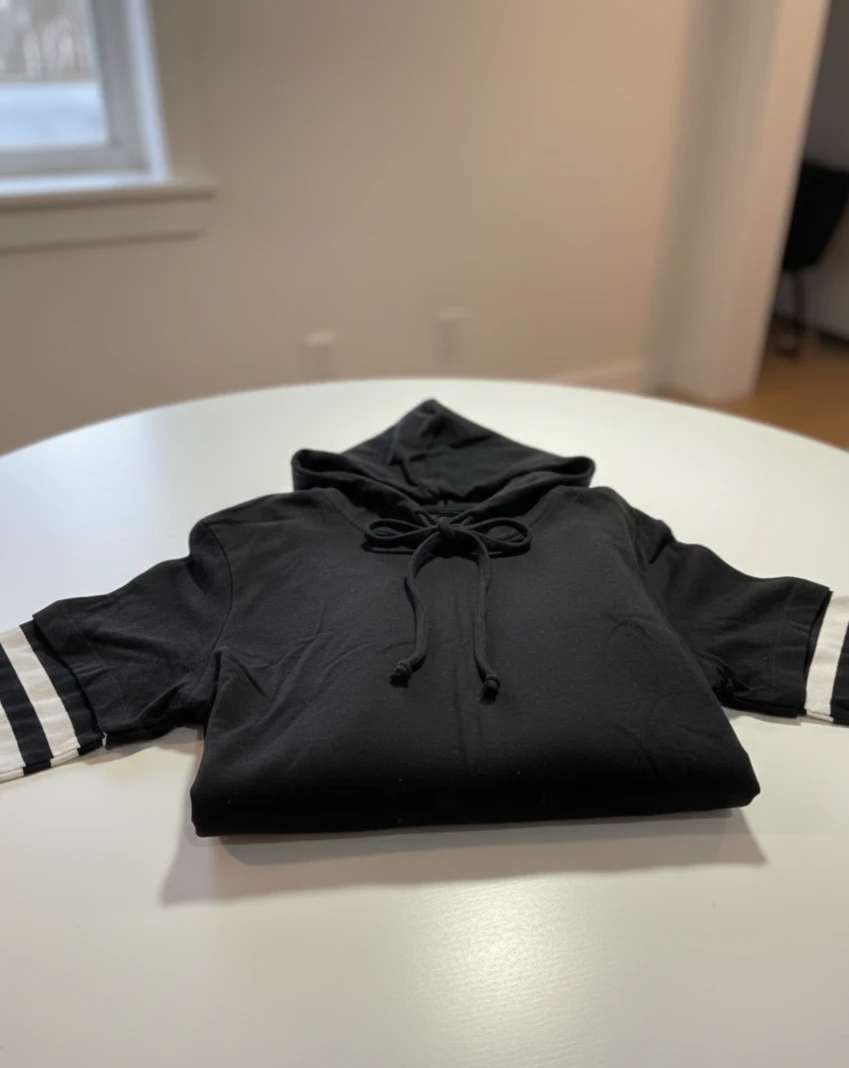 Hot Topic Black Striped Sleeve Layered Hoodie - Size L - photo 2