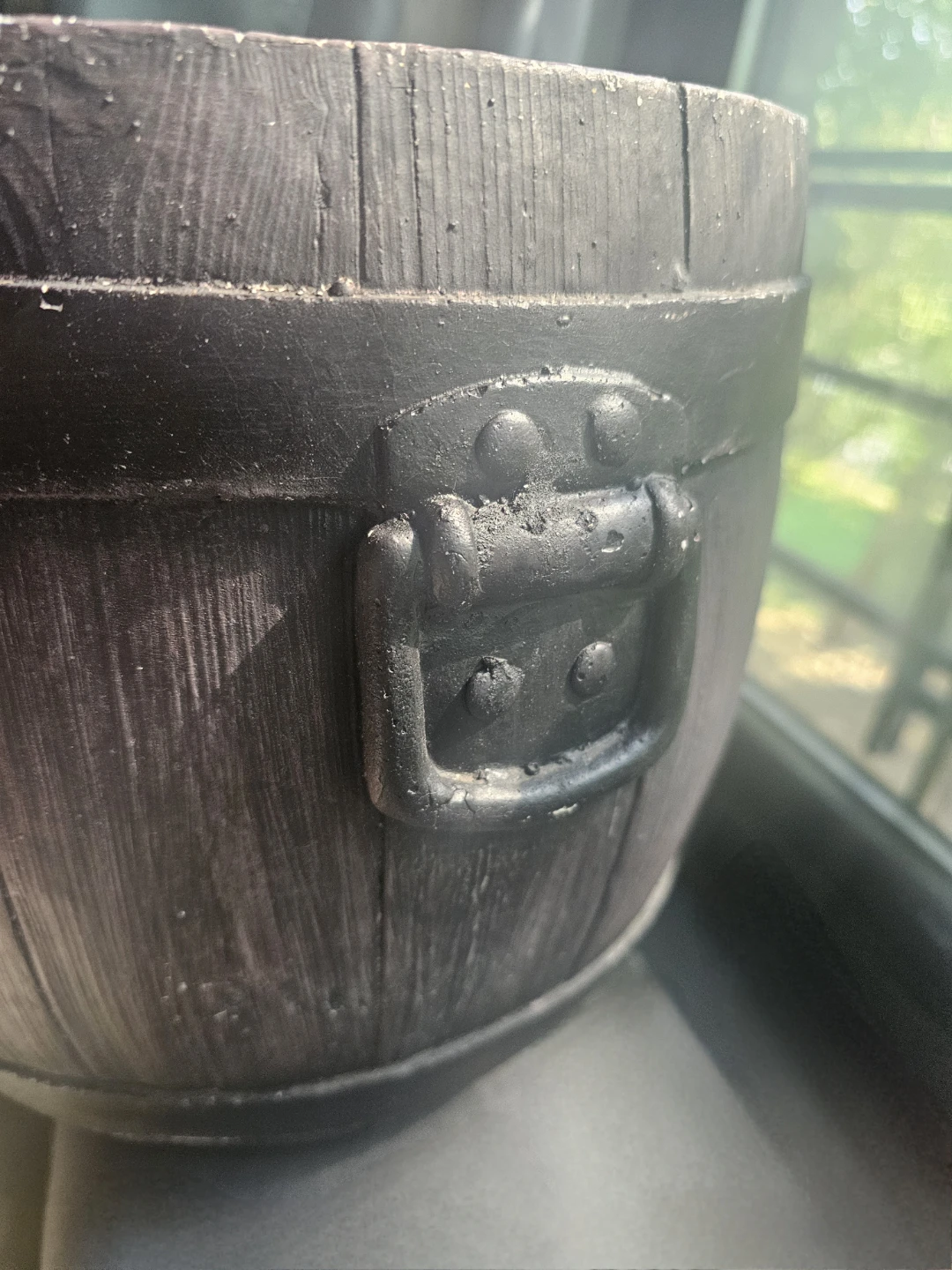 Dark Brown Barrel-Style Planter 10.88"H x 11" Dia. - photo 4