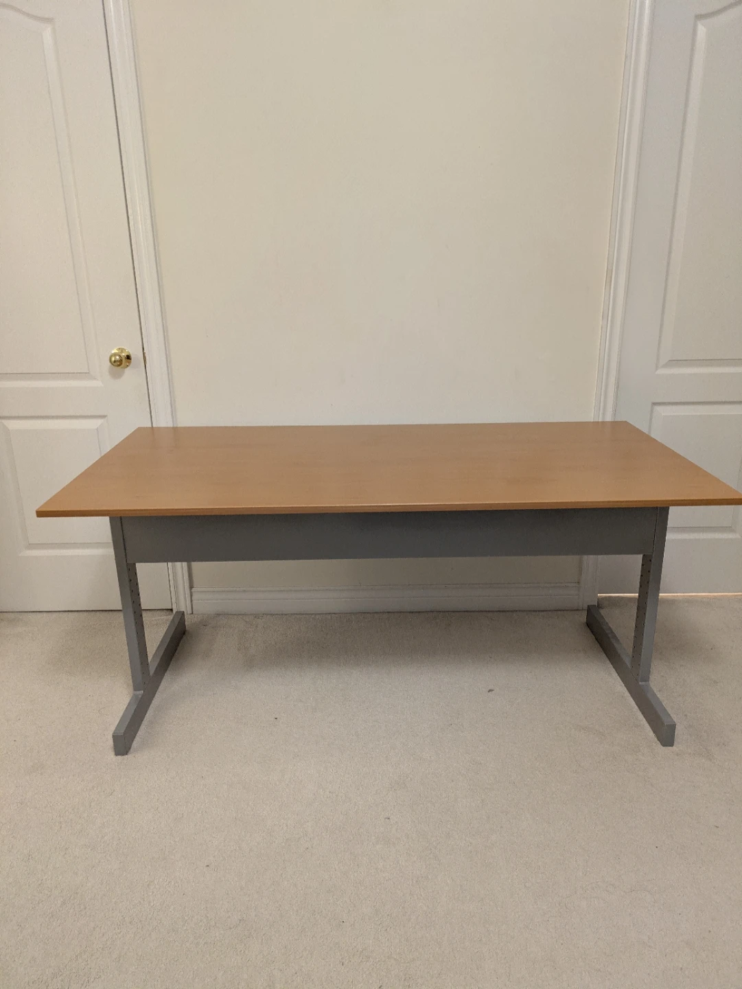 Ikea Adjustable height desk with Wooden Top and Grey Metal Frame
