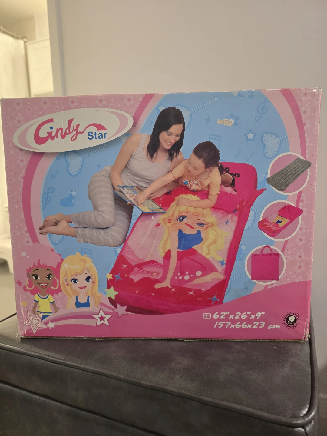 Cindy Star Inflatable Toddler Bed 62" x 26" x 9"