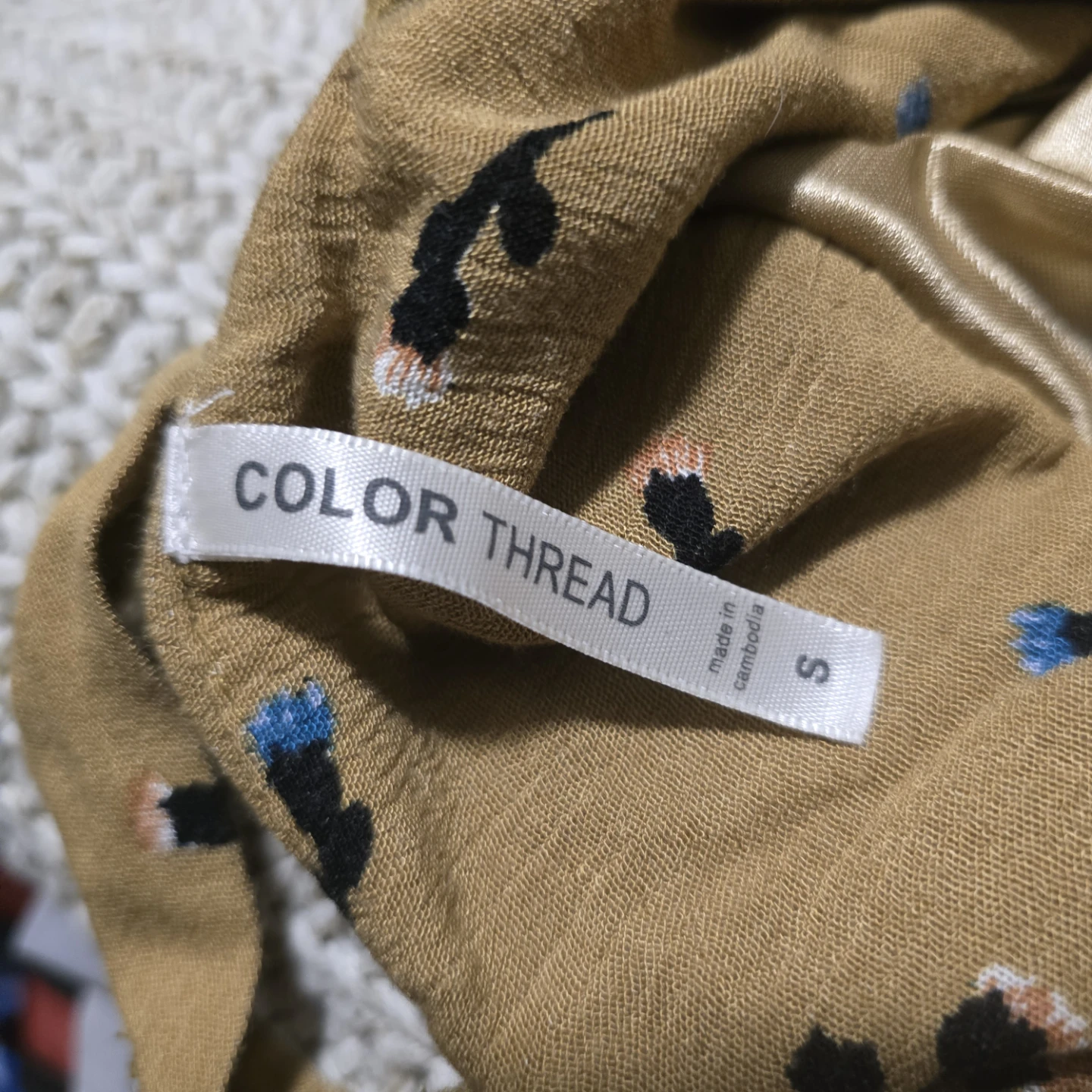Color Thread Mustard Floral Button-Up Jumper Dress - Size S