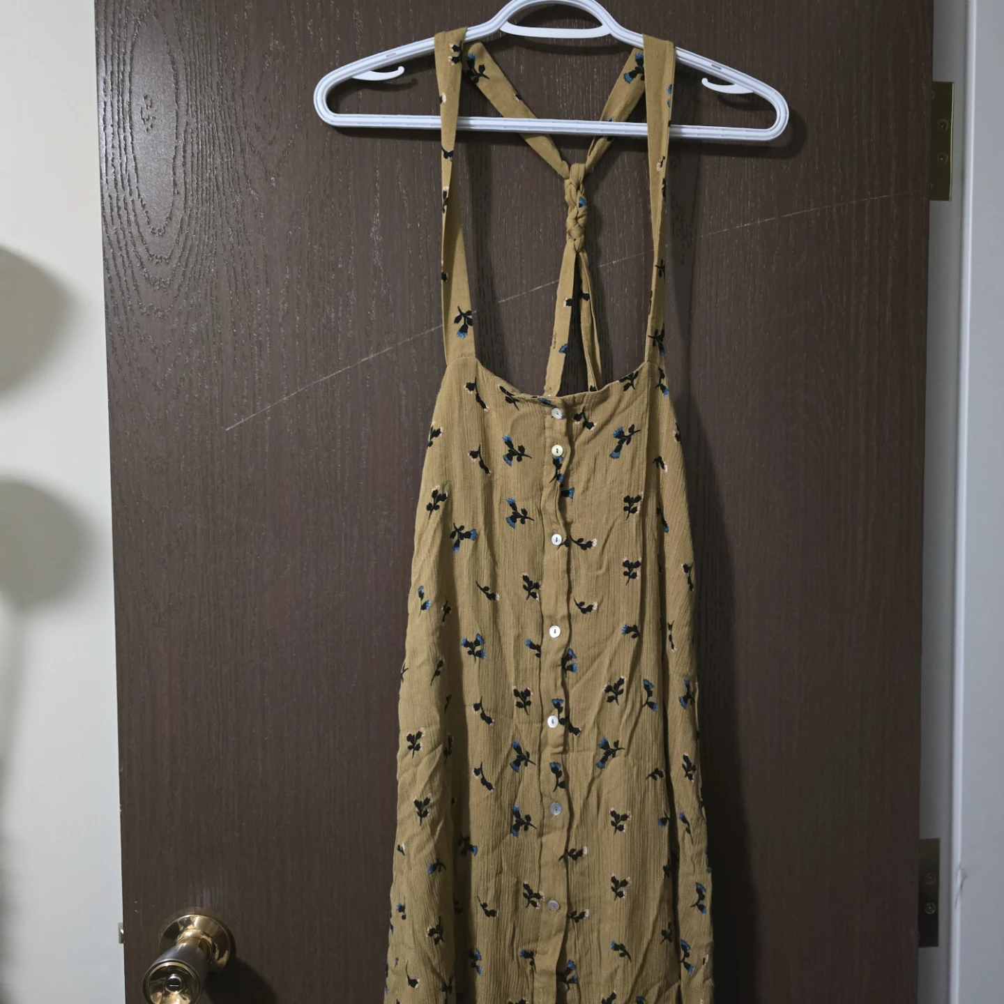 Color Thread Mustard Floral Button-Up Jumper Dress - Size S - photo 2