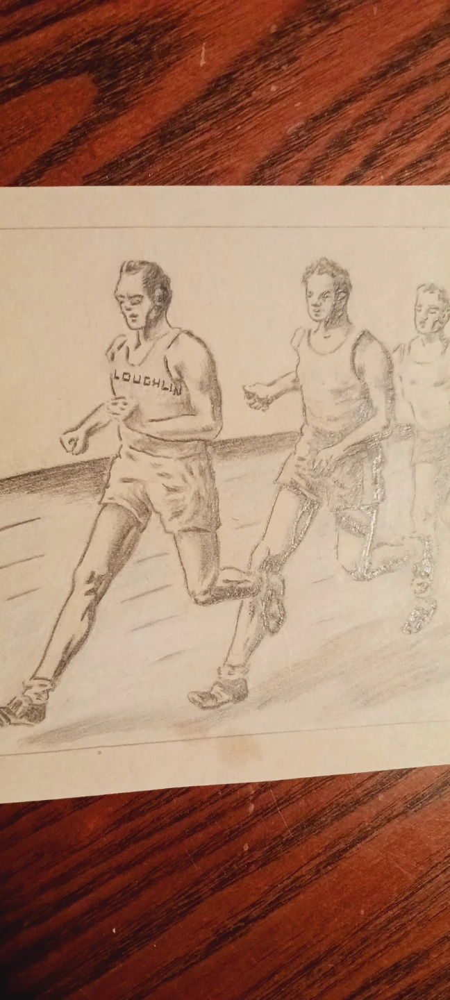 Old Vintage 1940s Charcoal Drawing. Not framed,  as is. - photo 4