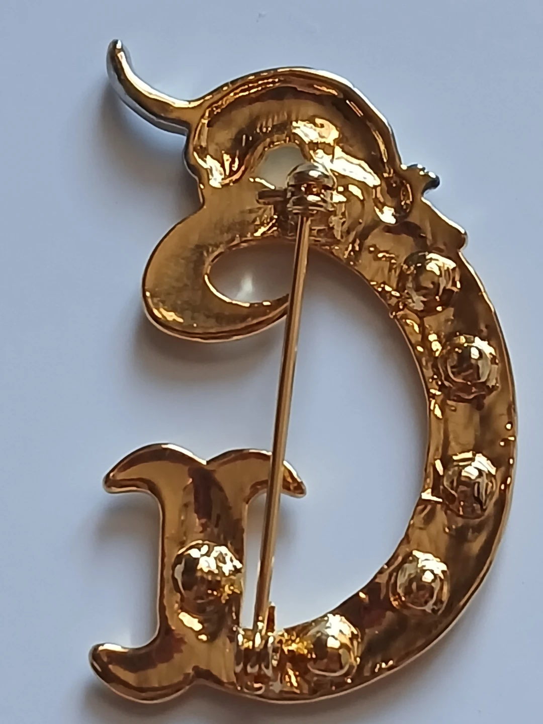 Vintage Gold Tone Initial 'G' Cat Brooch - photo 2