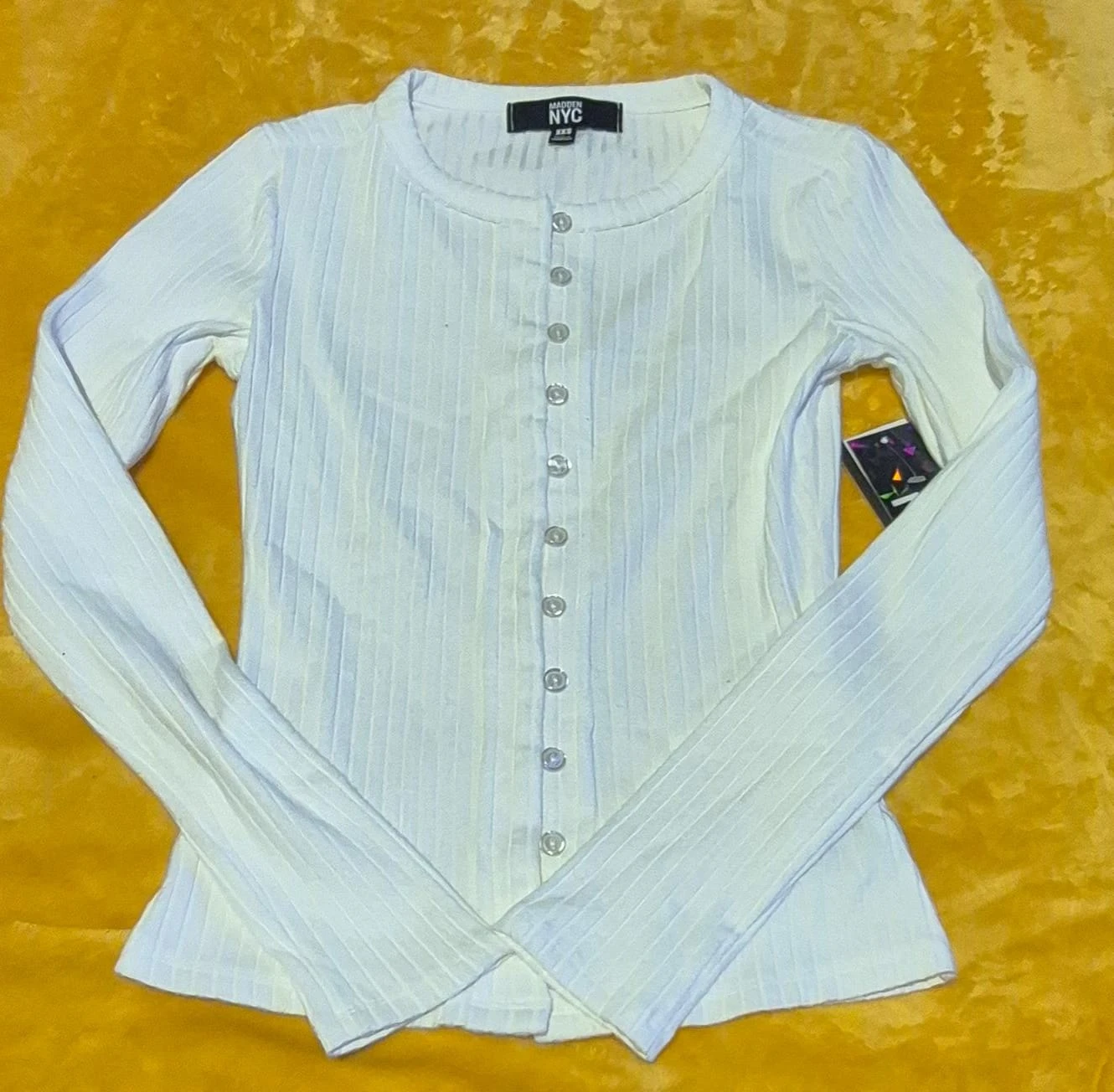 Madden NYC White Ribbed Knit Top - photo 2