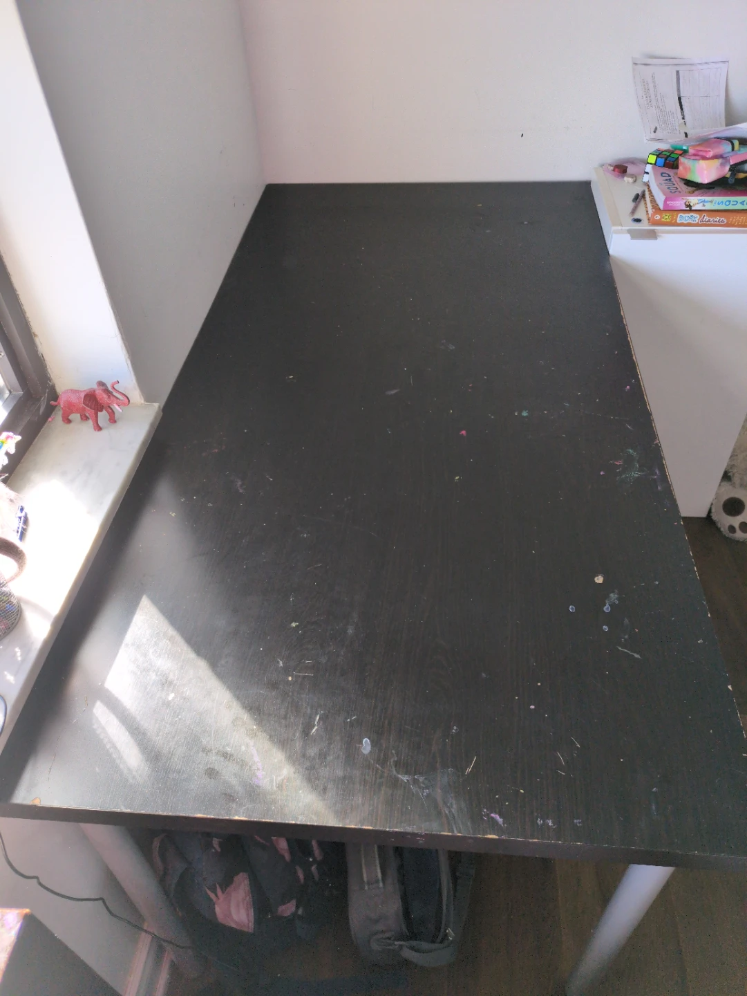 Black Desk with White Legs