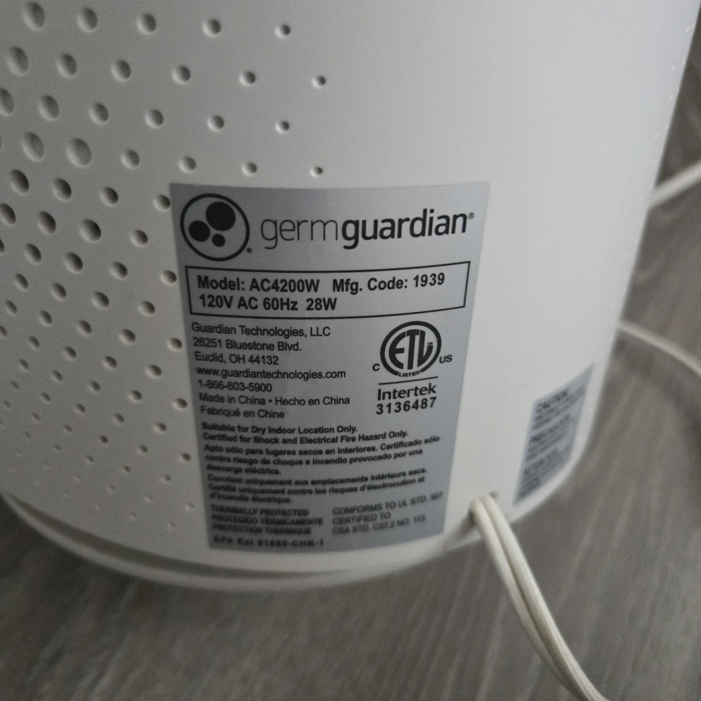 🥕 GermGuardian AC4200W Air Purifier - photo 3
