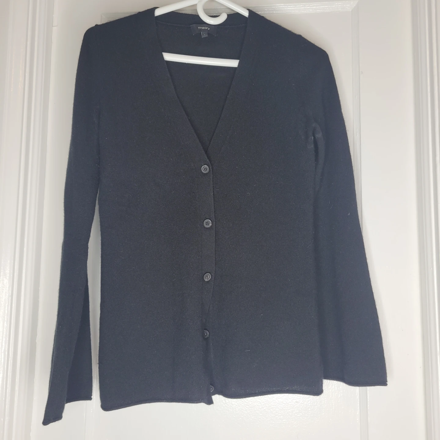 Theory Black Bell Sleeve Cashmere Cardigan - Size S