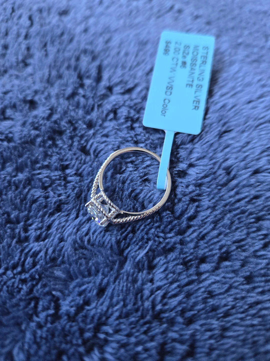 2.00carat Sterling Silver Moissanite Ring Size 6 - photo 2
