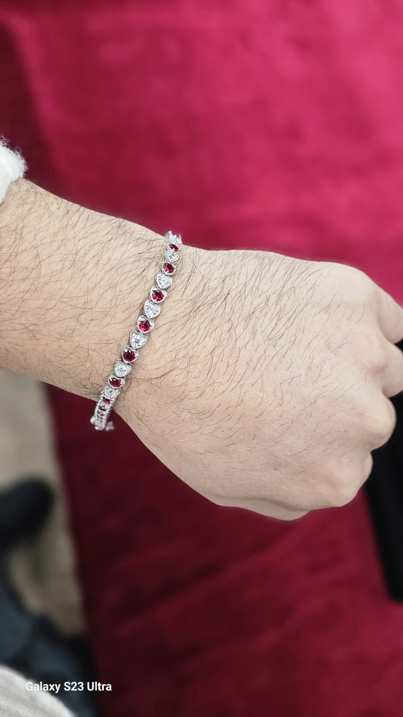 Heart-Shaped Ruby & cubic zirconia  Bracelet - photo 5