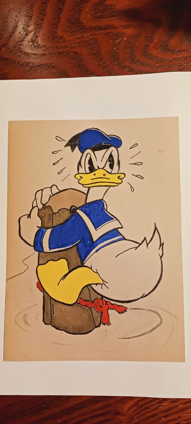 Old Vintage Authentic Drawing  of  Donald Duck - photo 4
