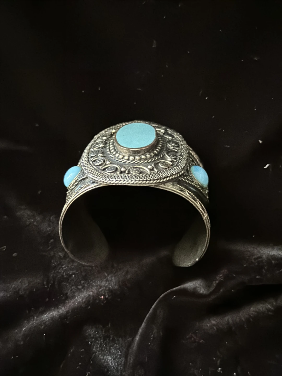 Silver Tone Cuff Bracelet with Turquoise - photo 3