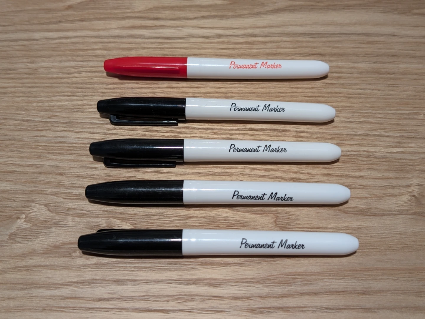 NEW: Permanent Markers (4 Black & 1 Red)