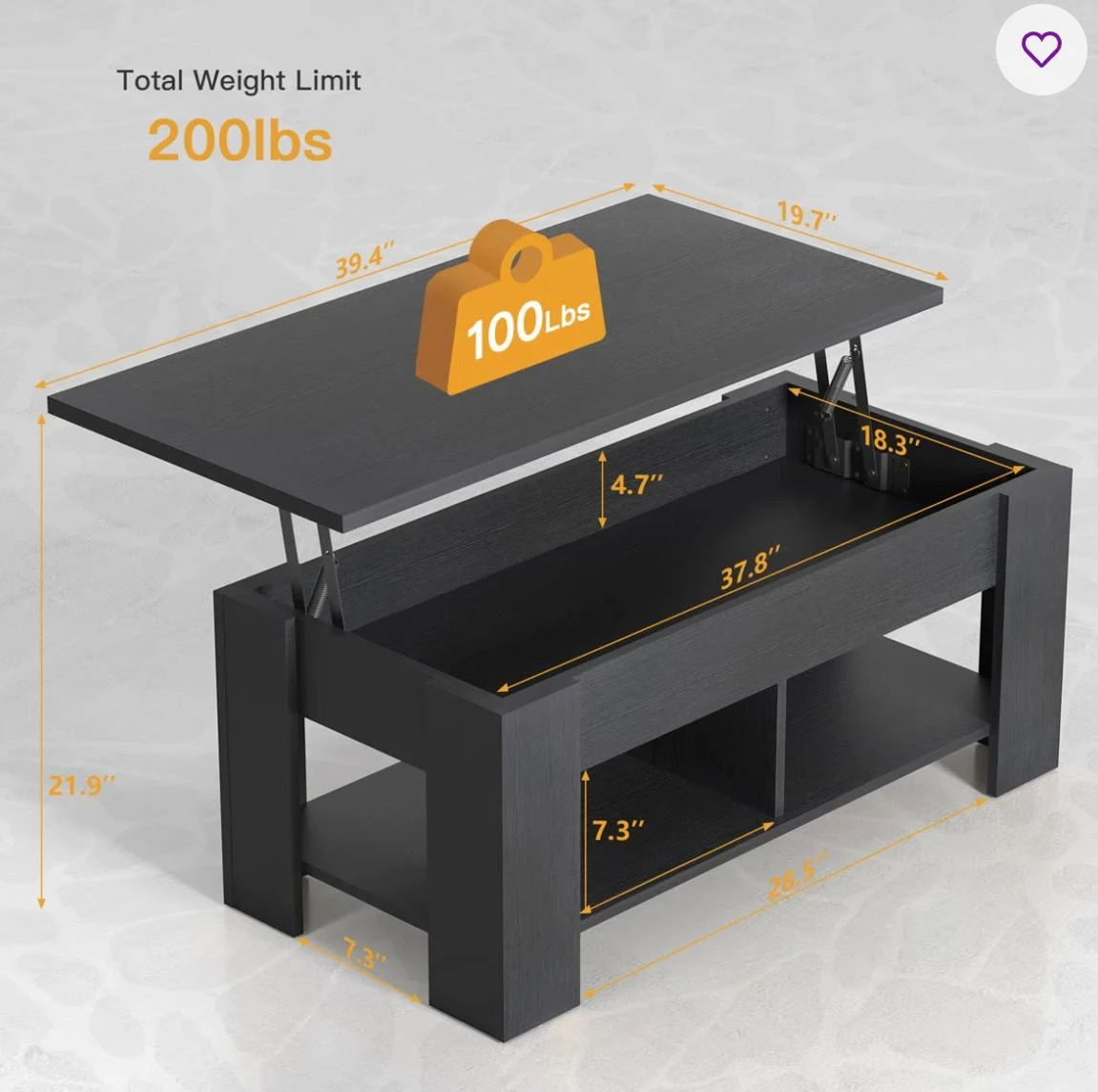 White Coffee Table with Storage - photo 4