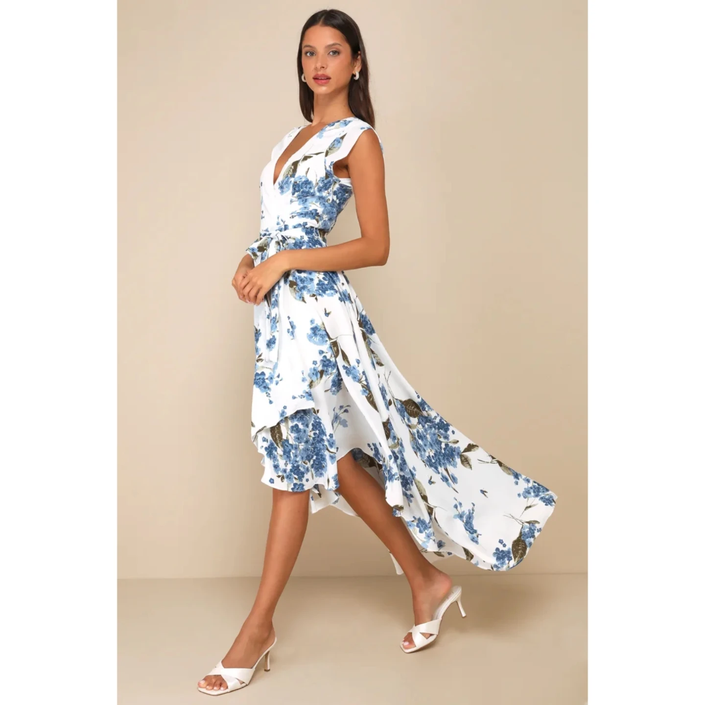 Lulus French Countryside White Floral Print High-Low Dress