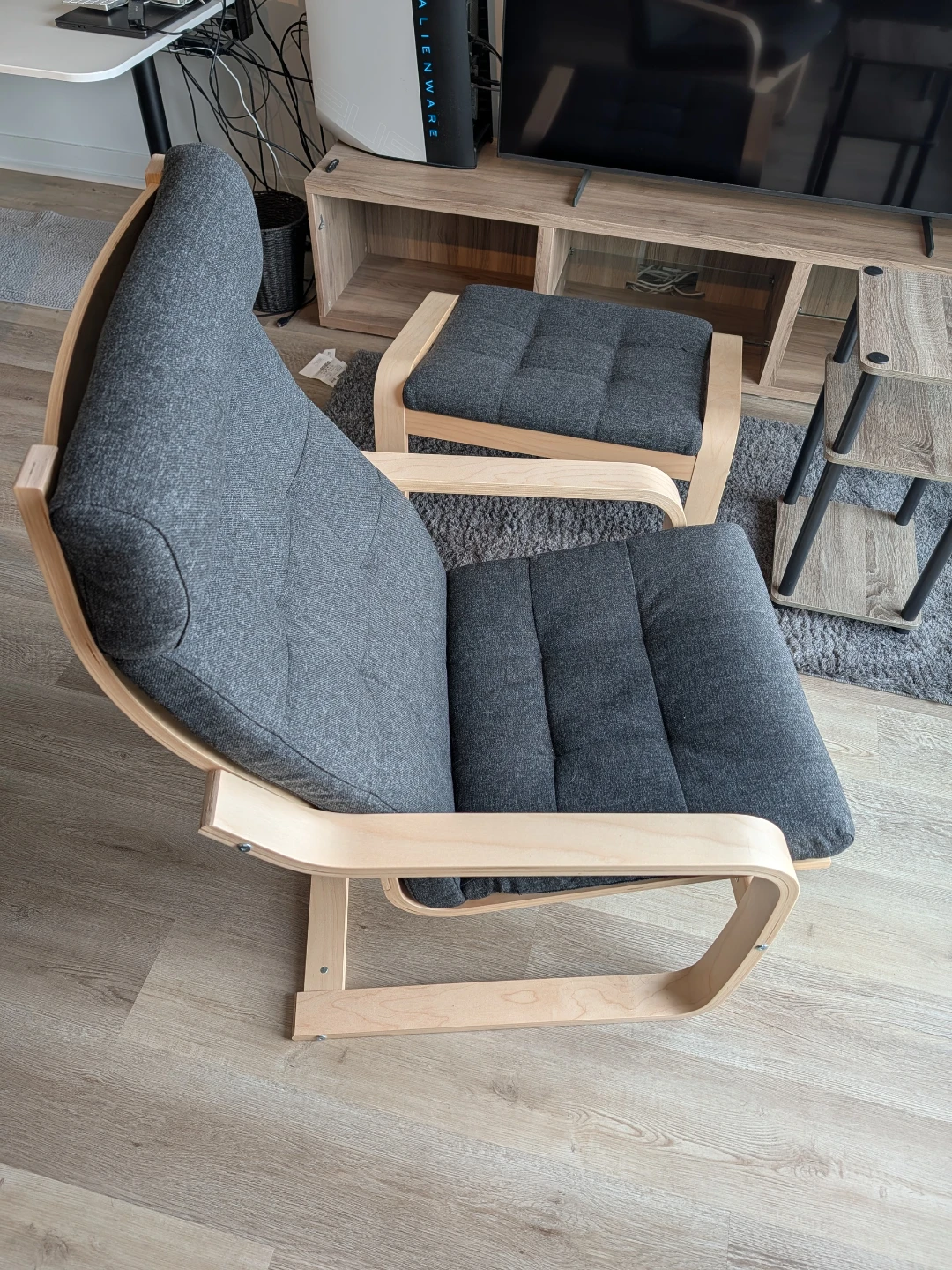 IKEA Poang Chair - Grey + matching Ottoman - photo 3