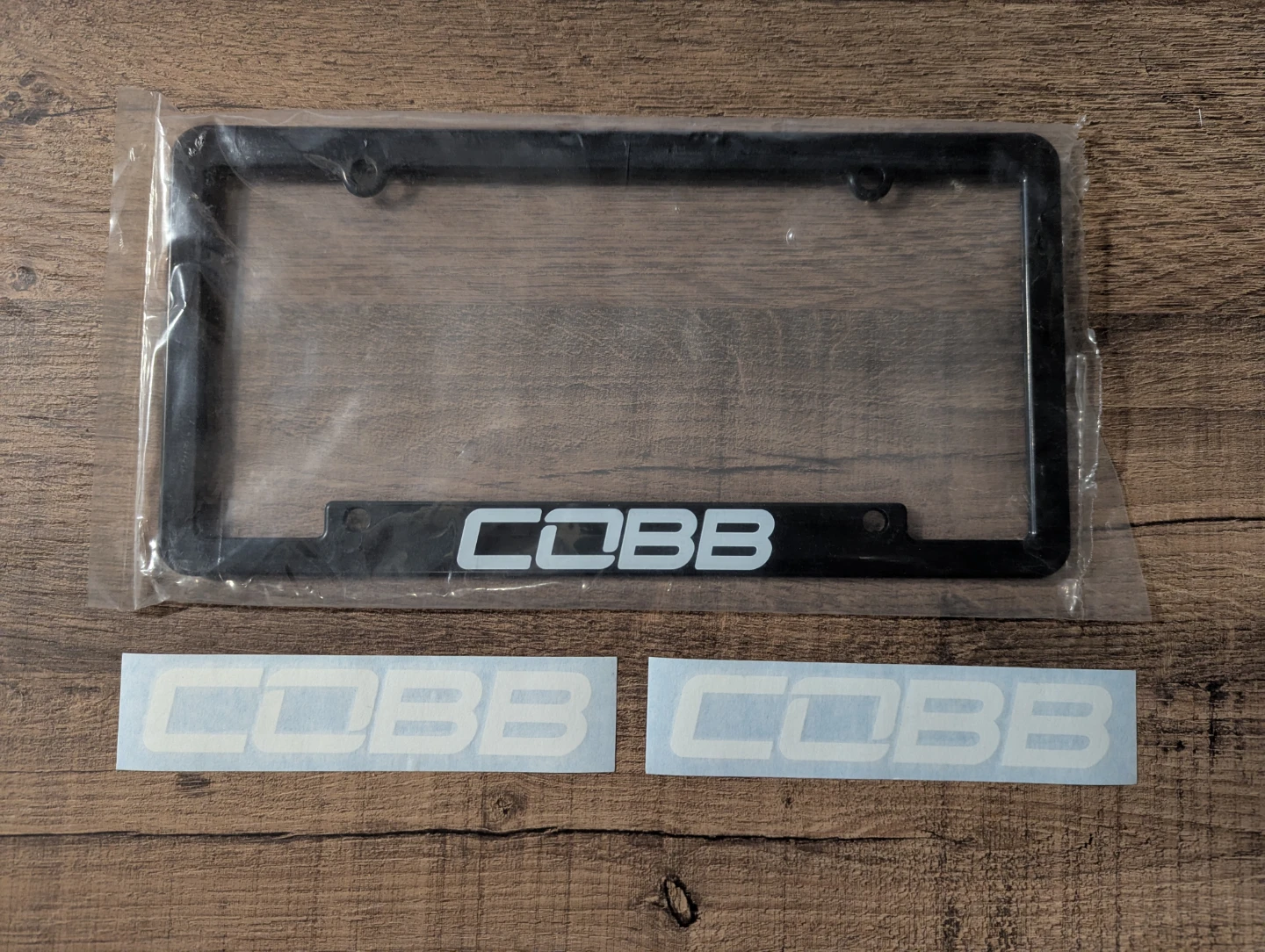 COBB License plate holder and two vinyl stickers