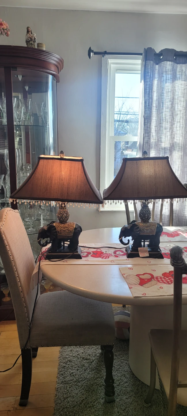 Elephant Table Lamp with Brown Shade