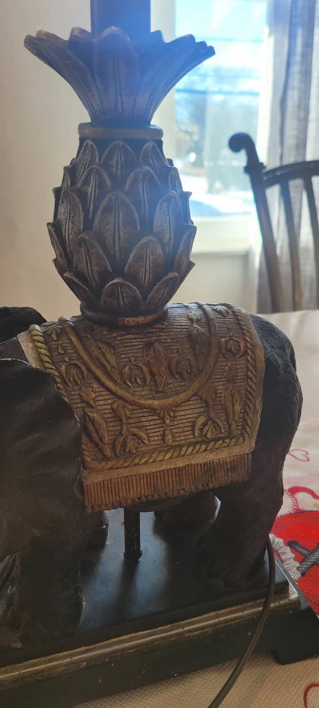 Elephant Table Lamp with Brown Shade - photo 2