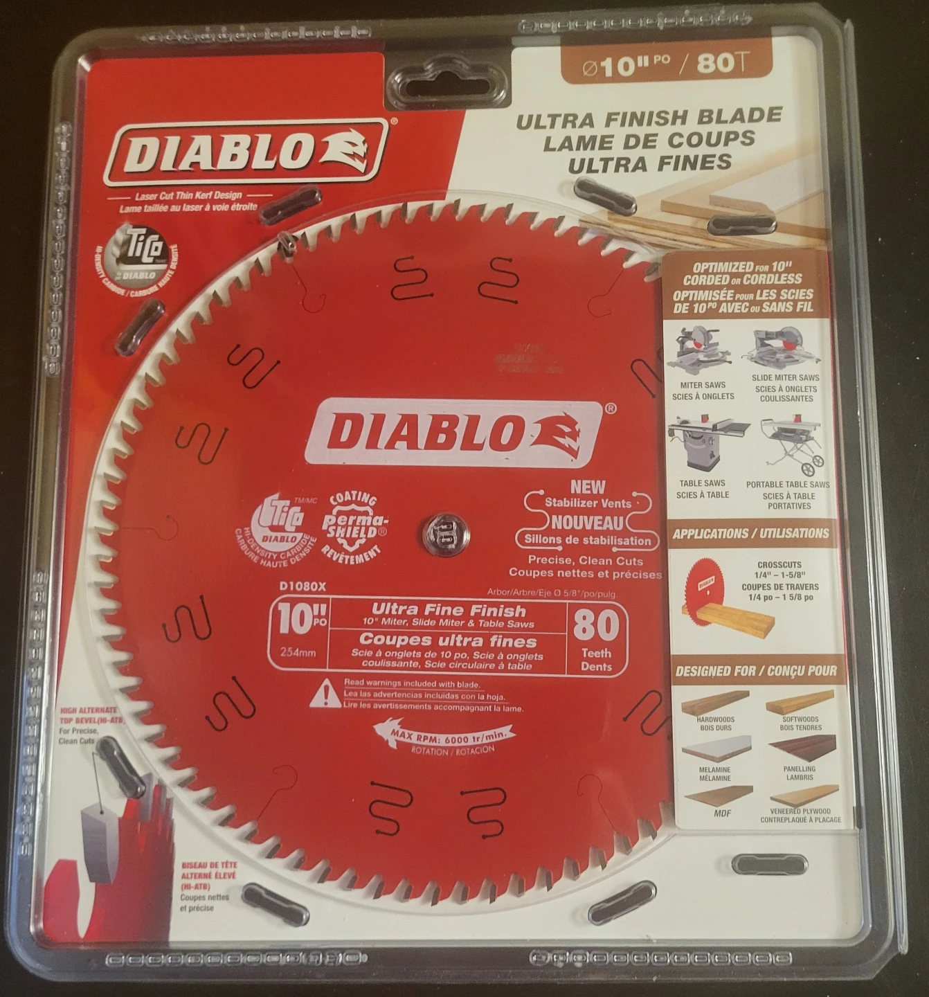 Diablo D1080X 10-inch Ultra Fine Finish Saw Blade