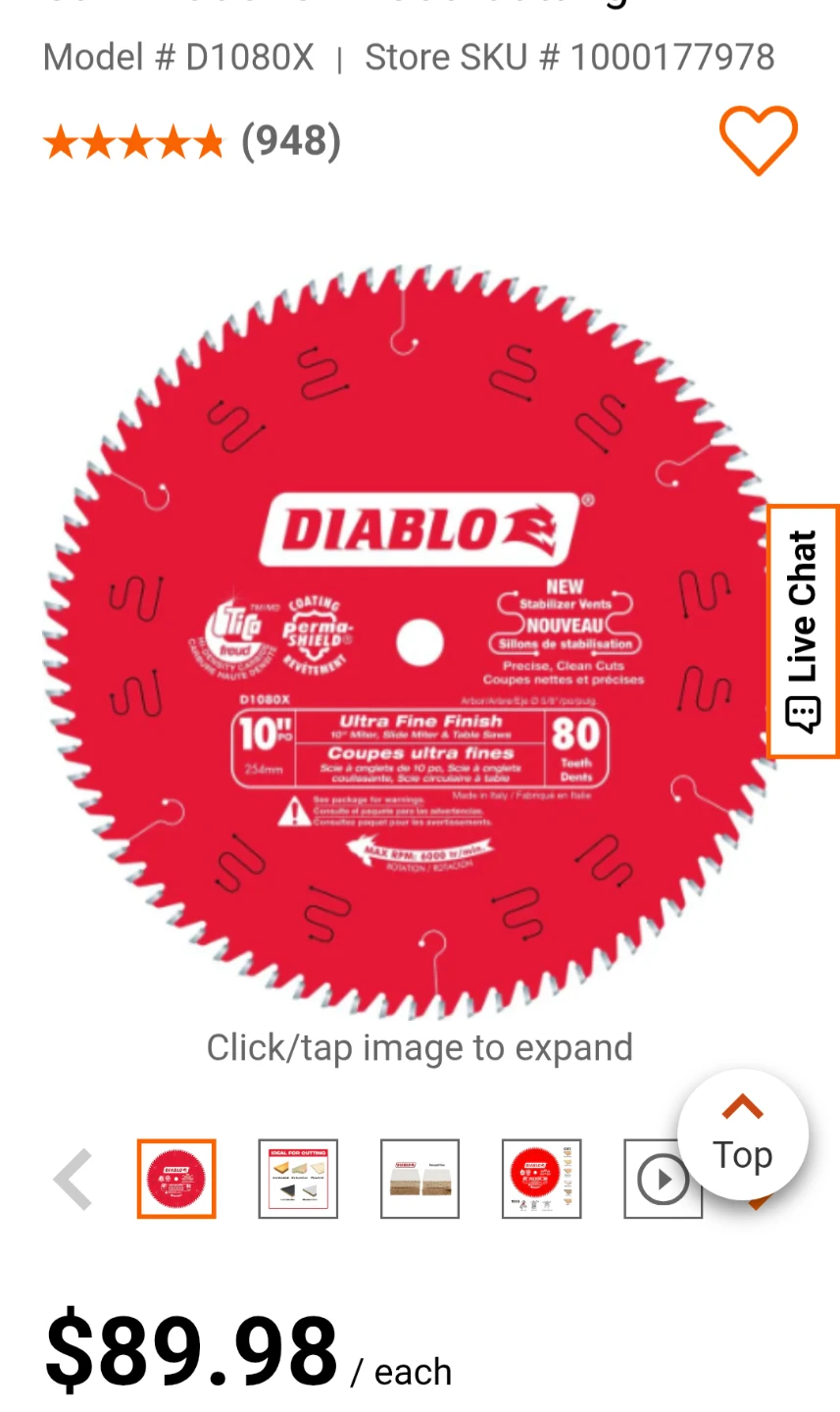 Diablo D1080X 10-inch Ultra Fine Finish Saw Blade - photo 3