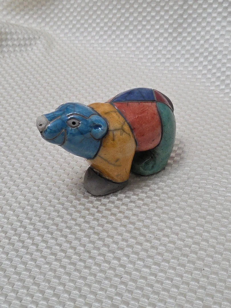 Colorful Ceramic Baby Bear Figurine