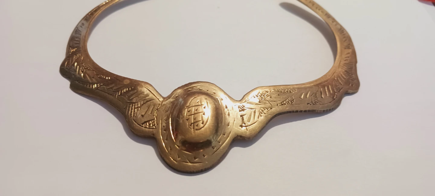 Egyptian Revival  Engraved Brass Collar Necklace - photo 3