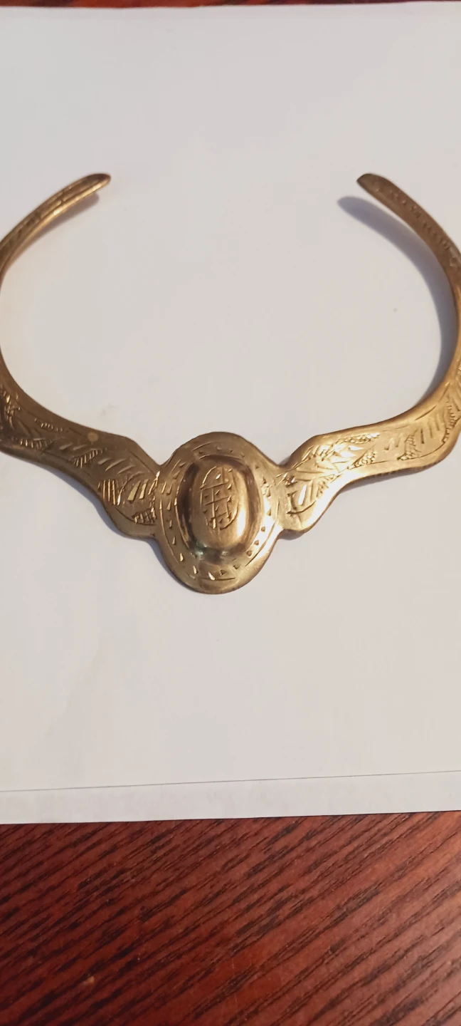 Egyptian Revival  Engraved Brass Collar Necklace - photo 4