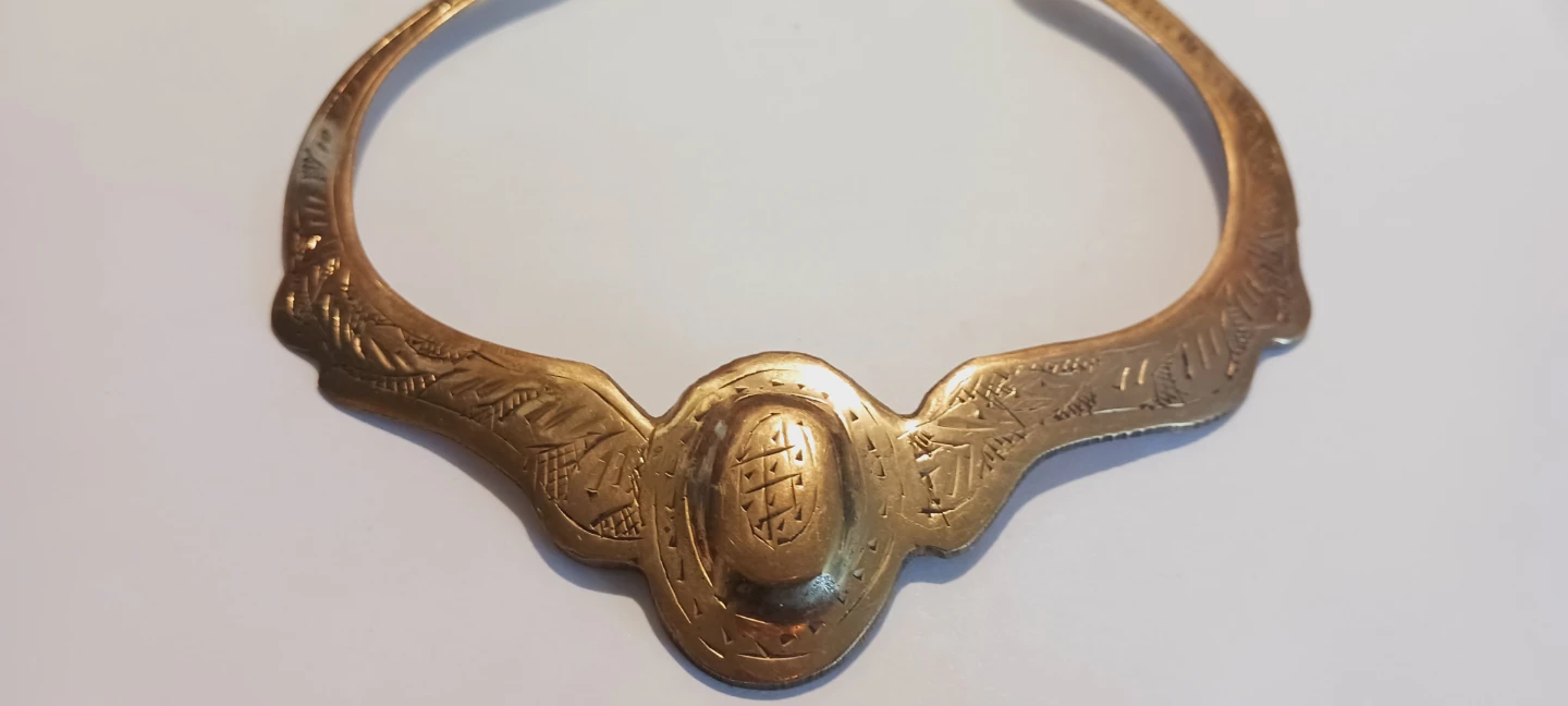 Egyptian Revival  Engraved Brass Collar Necklace - photo 5