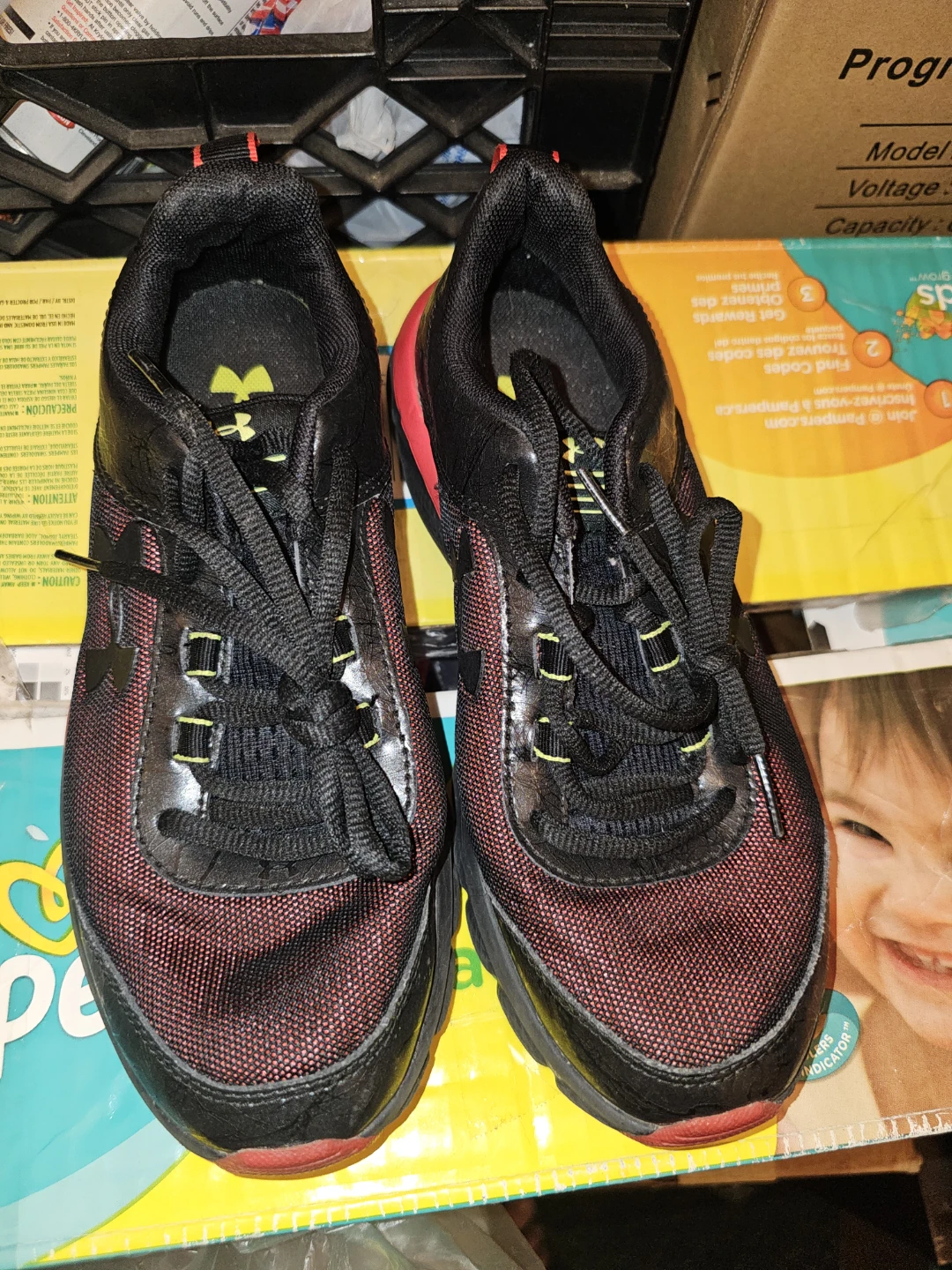 Under Armour Running Shoes Black Red Youth Size