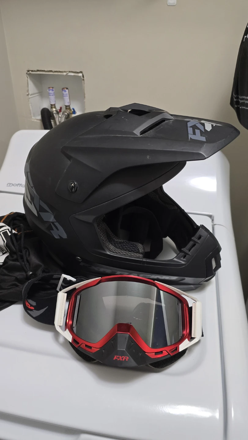 FXR Racing Black Helmet & Goggles
