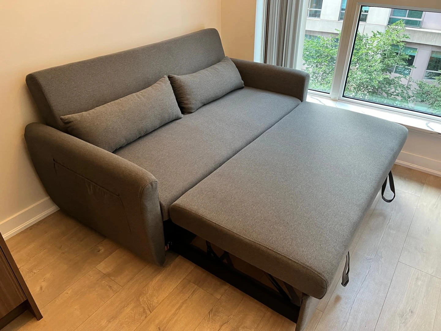 Grey Sofa Bed with Pillows