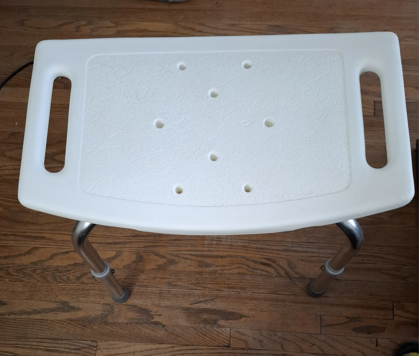 White Adjustable Shower Chair with Handles - photo 2