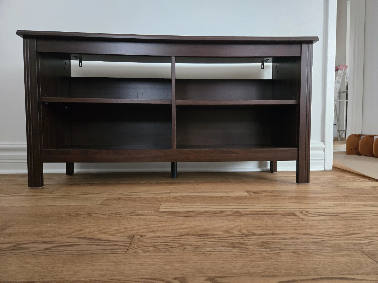 Brown TV Bench with shelves