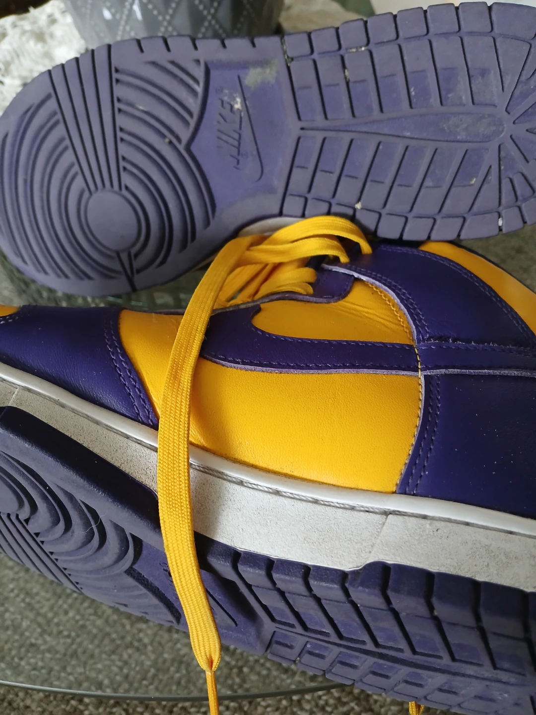 Nike Dunk High Top Sneakers - Yellow/Purple - photo 2