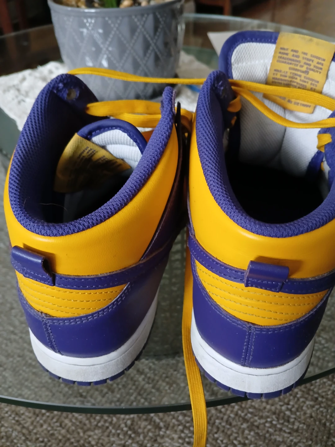 Nike Dunk High Top Sneakers - Yellow/Purple - photo 3